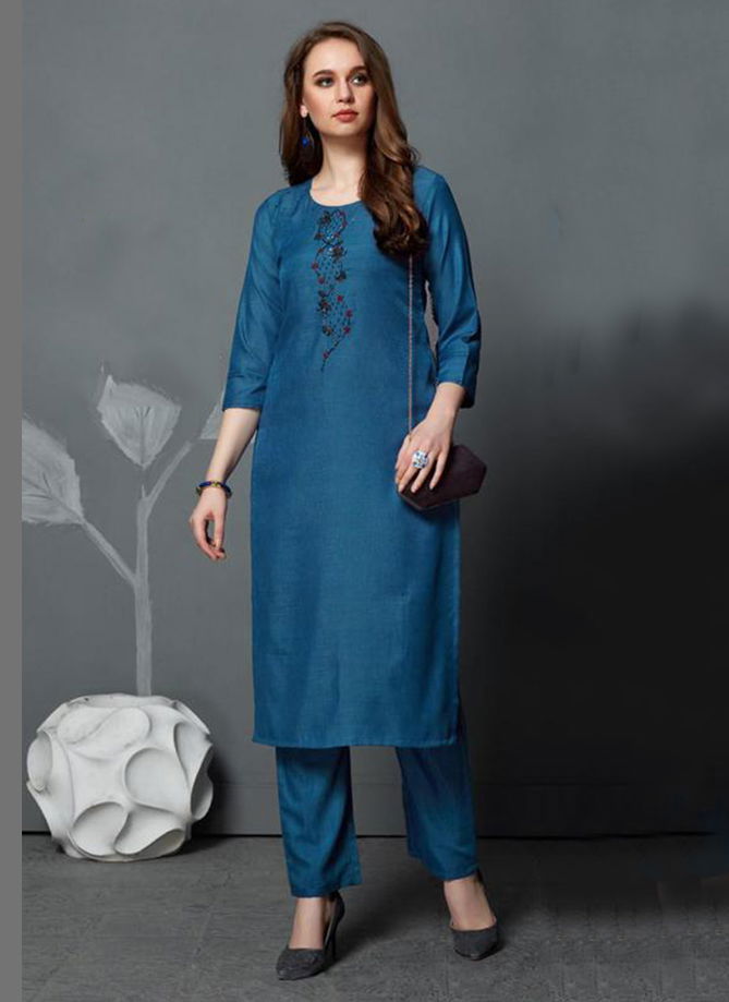 Farmaish Modal Slub Silk With Handwork Exclusive Kurti And Bottom Collection 4041-4046